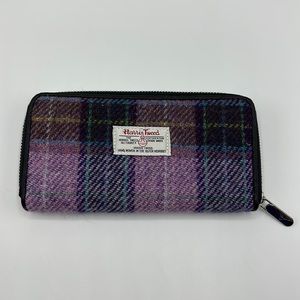 Glenn Appin Scotland Harris Tweed Staffa Zip Purse Wallet Purple/Pink Tartan